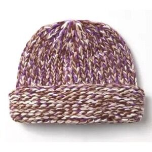 Urban Outfitters Spacedye Bowler Chunky Knit Beanie - Sand/Sable - One Size